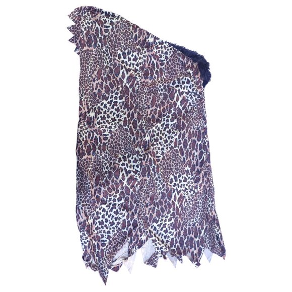 Caveman Costume Men Size Medium 36-42 (Tunic, Wig, Club, Shoe Covers) Halloween - Picture 3 of 14